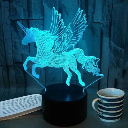 3D Magic Unicorn LED Colour-Changing Night Light Lamp