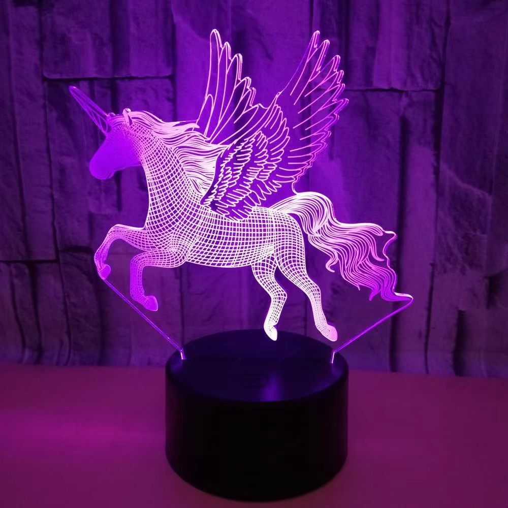 3D Magic Unicorn LED Colour-Changing Night Light Lamp