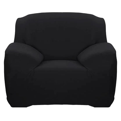 Sofa Cover Stretch Set: Lounge Couch & Cushion Protector (Black, Single Seater)