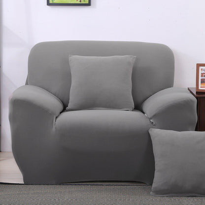 Sofa Cover Stretch Set: Lounge Couch & Cushion Protector (Grey, Single Seater)