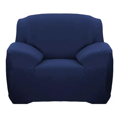 Sofa Cover Stretch Set: Lounge Couch & Cushion Protector (Navy, Single Seater)