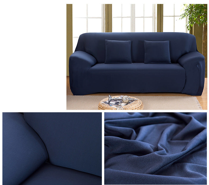 Sofa Cover Stretch Set: Lounge Couch & Cushion Protector (Navy, Single Seater)