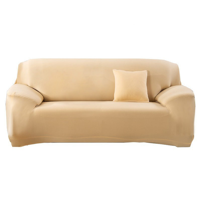 2-Seater Sofa Cover Stretch Set: Lounge Couch & Cushion Protector (Beige)