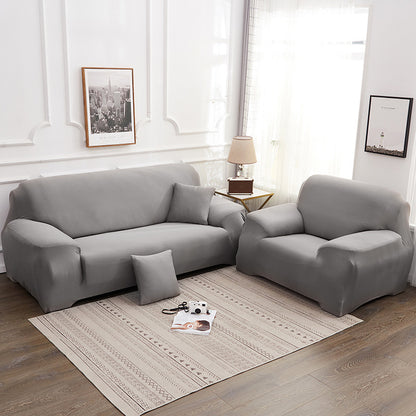 2-Seater Sofa Cover Stretch Set: Lounge Couch & Cushion Protector (Grey)