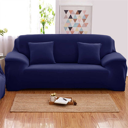 2-Seater Sofa Cover Stretch Set: Lounge Couch & Cushion Protector (Navy)