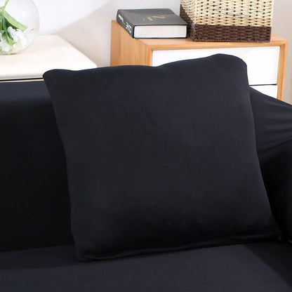 3-Seater Sofa Cover Stretch Set: Lounge Couch & Cushion Protector (Black)