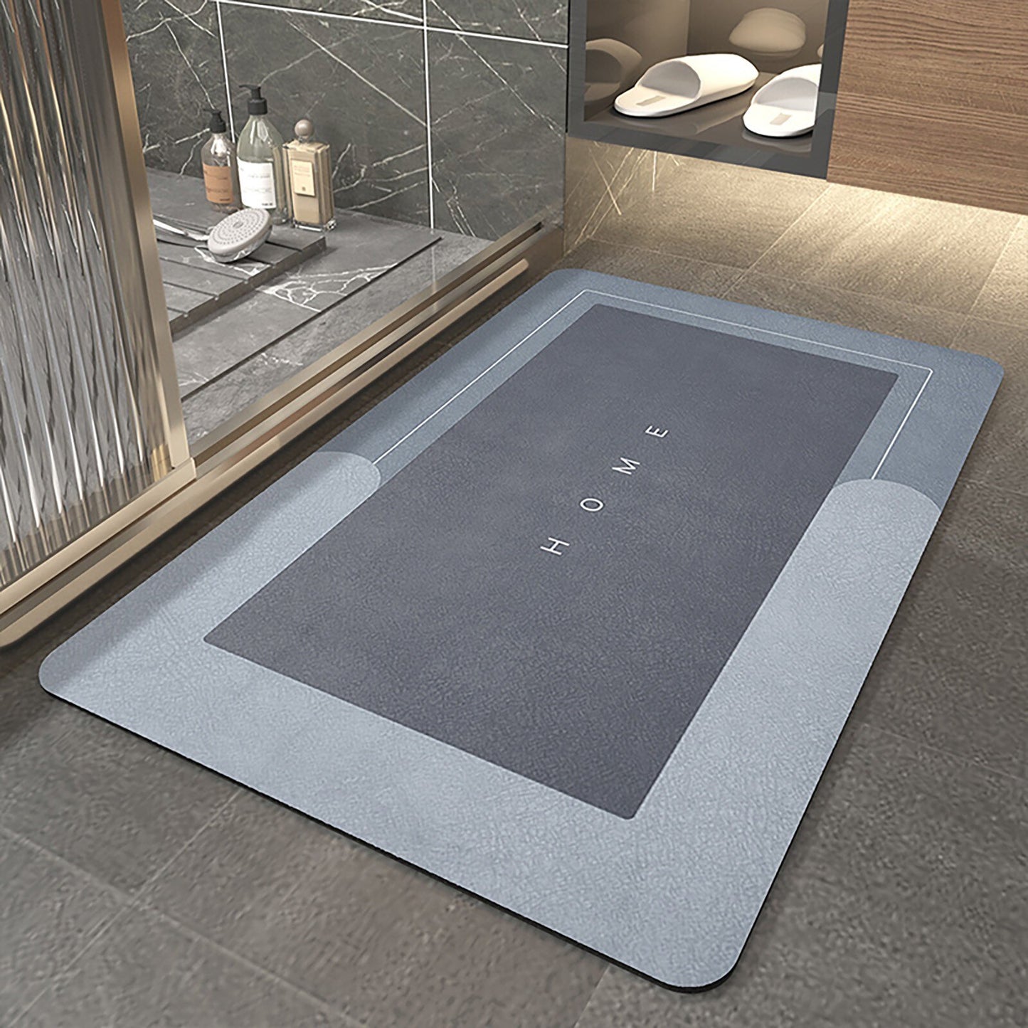 Super Absorbent Floor Bath Door Mat Non-Slip Rug Doormat (Blue Grey)