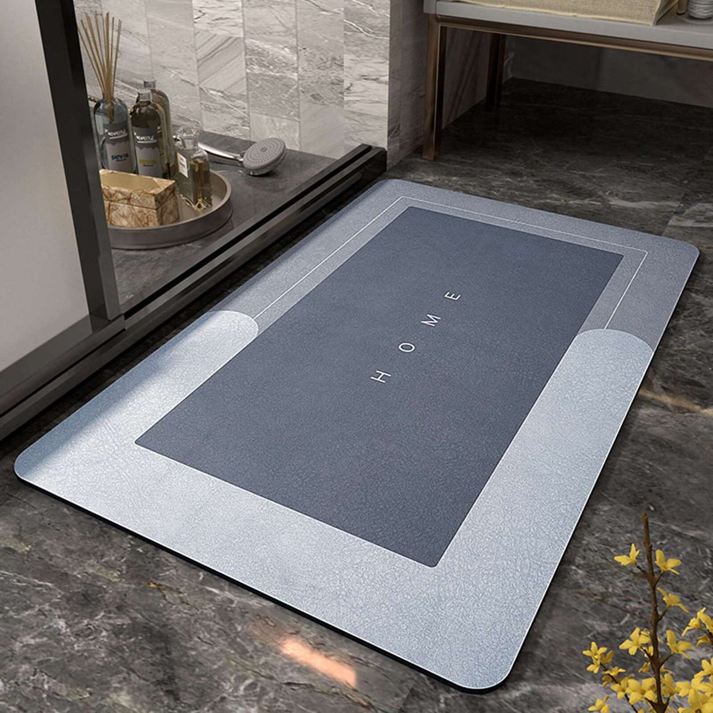 Super Absorbent Floor Bath Door Mat Non-Slip Rug Doormat (Blue Grey)