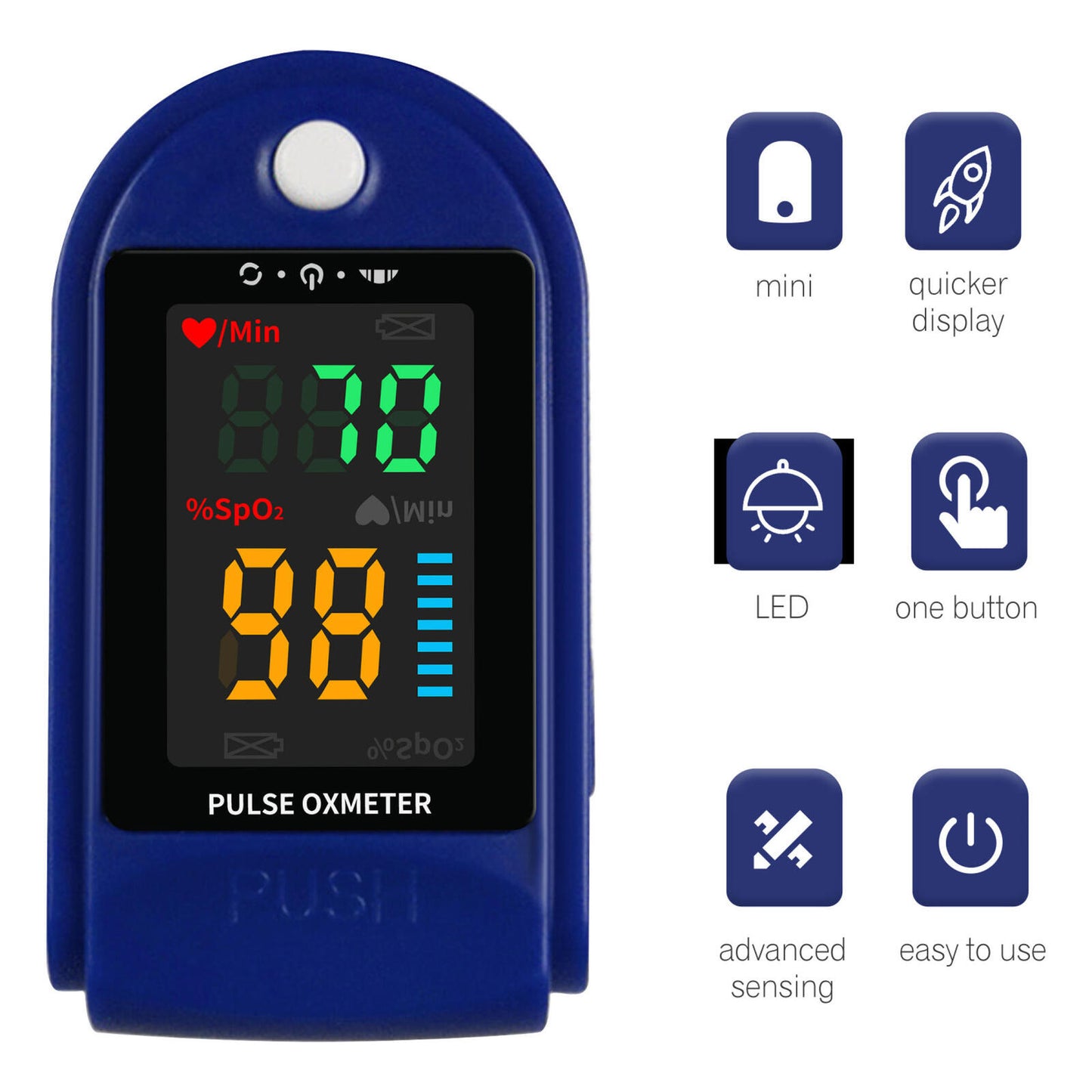 Finger Pulse Oximeter Blood Oxygen Saturation Monitor Heart Rate