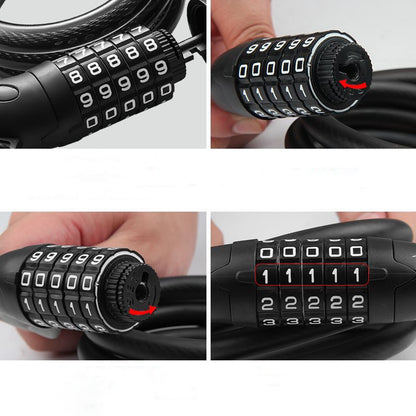 Heavy Duty 5-Digit Combination Anti-Theft Cable Bike Lock Bicycle Security