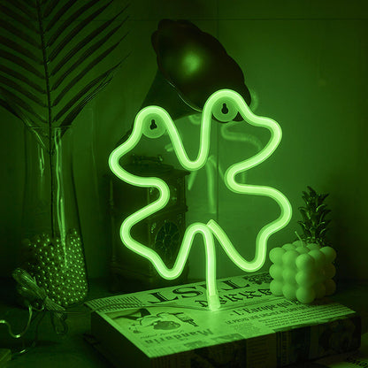 Four-Leaf Clover LED Neon Light Sign Decor Lamp