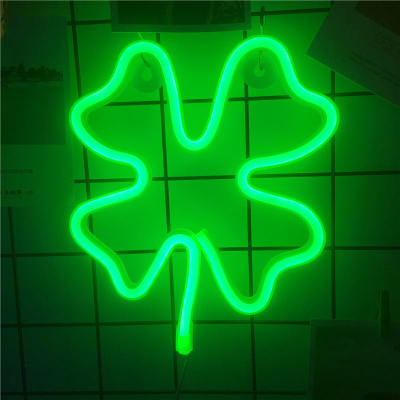 Four-Leaf Clover LED Neon Light Sign Decor Lamp