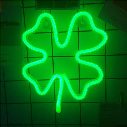 Four-Leaf Clover LED Neon Light Sign Decor Lamp