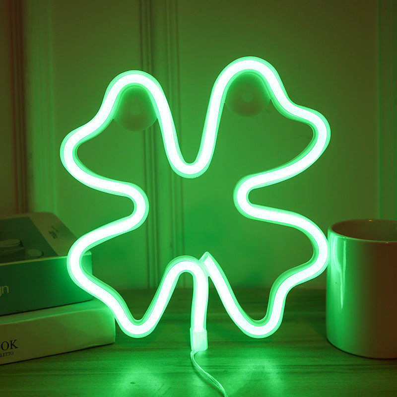 Four-Leaf Clover LED Neon Light Sign Decor Lamp