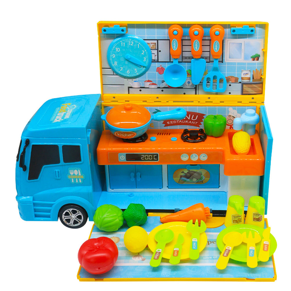 33-Piece Food Truck Kitchen Cooking Toy Play Set