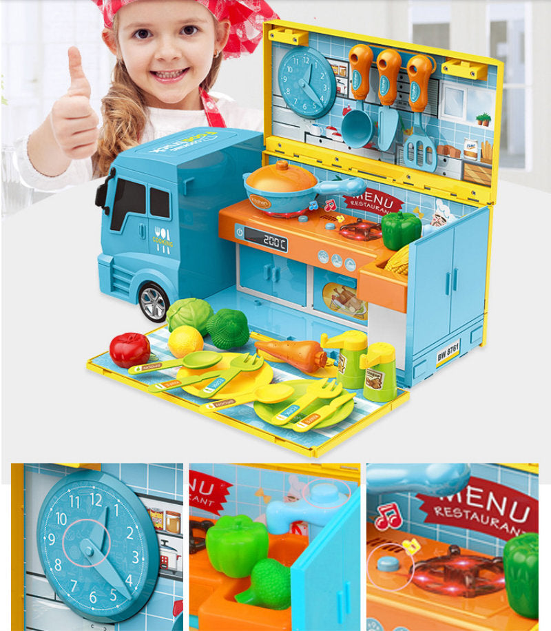 33-Piece Food Truck Kitchen Cooking Toy Play Set