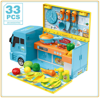 33-Piece Food Truck Kitchen Cooking Toy Play Set