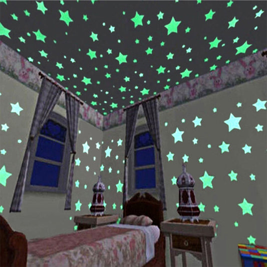 100 PCS Glow In The Dark 3D Stars Wall Stickers