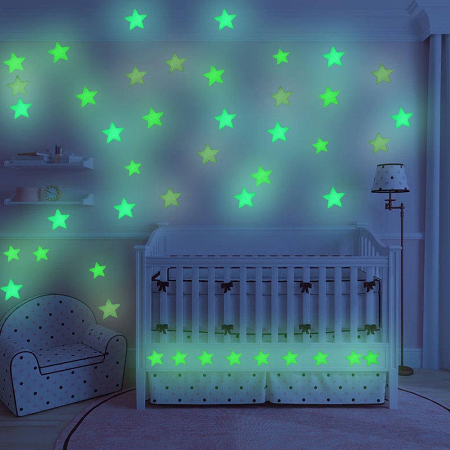 100 PCS Glow In The Dark 3D Stars Wall Stickers