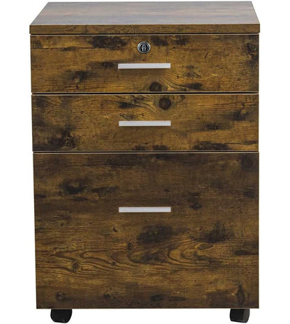 Miami 3 Drawer Bedside Table Cabinet with Wheels (Rustic Wood)