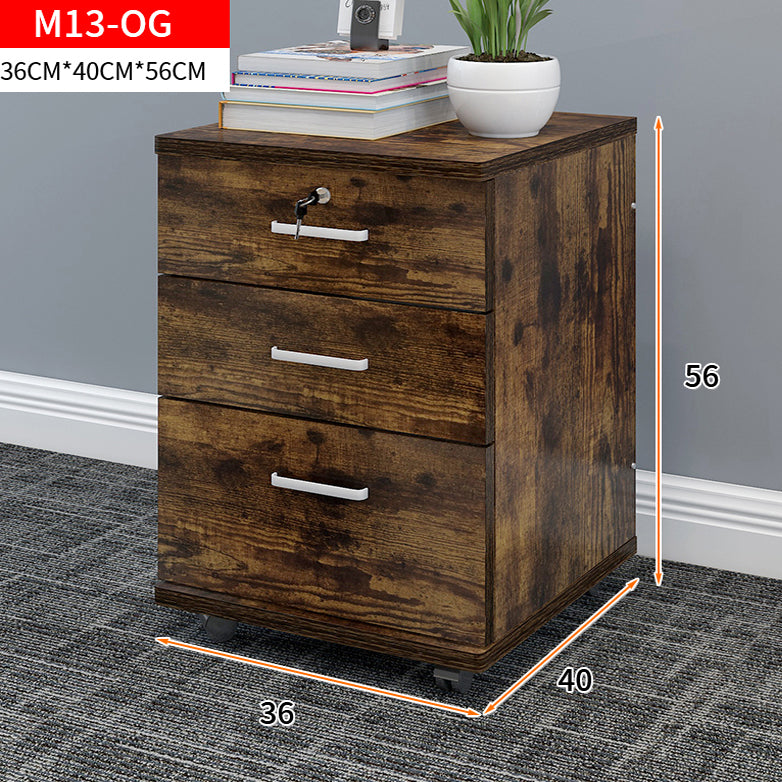 Miami 3 Drawer Bedside Table Cabinet with Wheels (Rustic Wood)