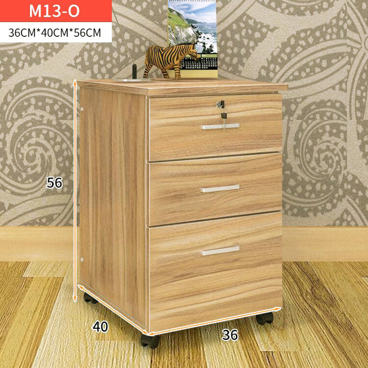 Miami 3 Drawer Bedside Table Cabinet with Wheels (Natural Oak)