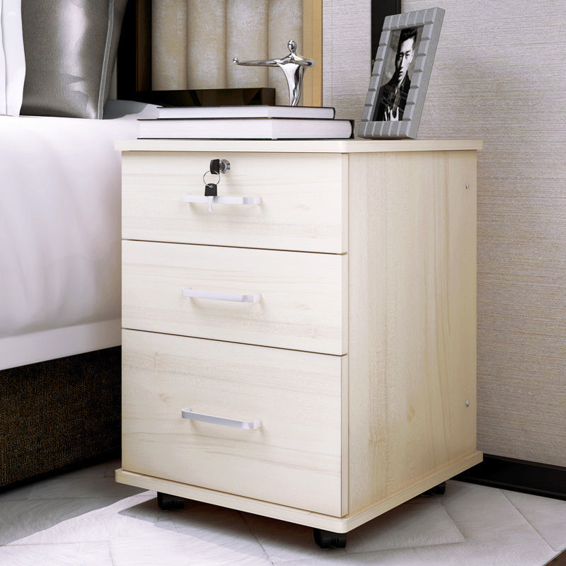 Miami 3 Drawer Bedside Table Cabinet with Wheels (White Oak)