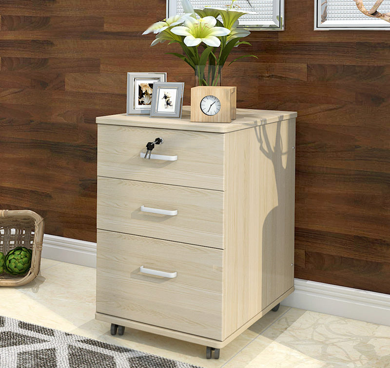 Miami 3 Drawer Bedside Table Cabinet with Wheels (White Oak)