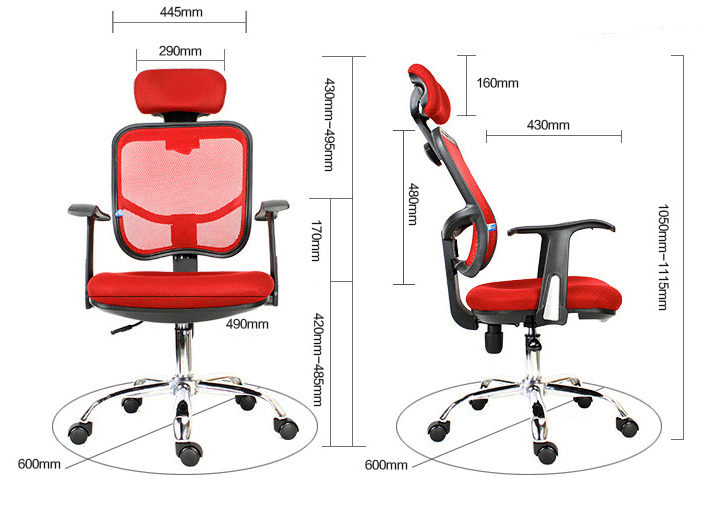 Advanced High Back Deluxe Ergonomic Office Chair (Red)