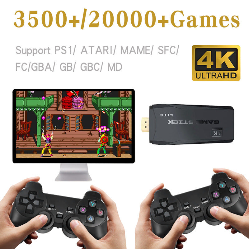 3500+ Games Retro Game Stick Console with Dual Wireless Controllers