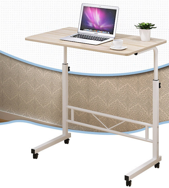 Adjustable Portable Sofa Bed Side Table Laptop Desk with Wheels (White Frame)