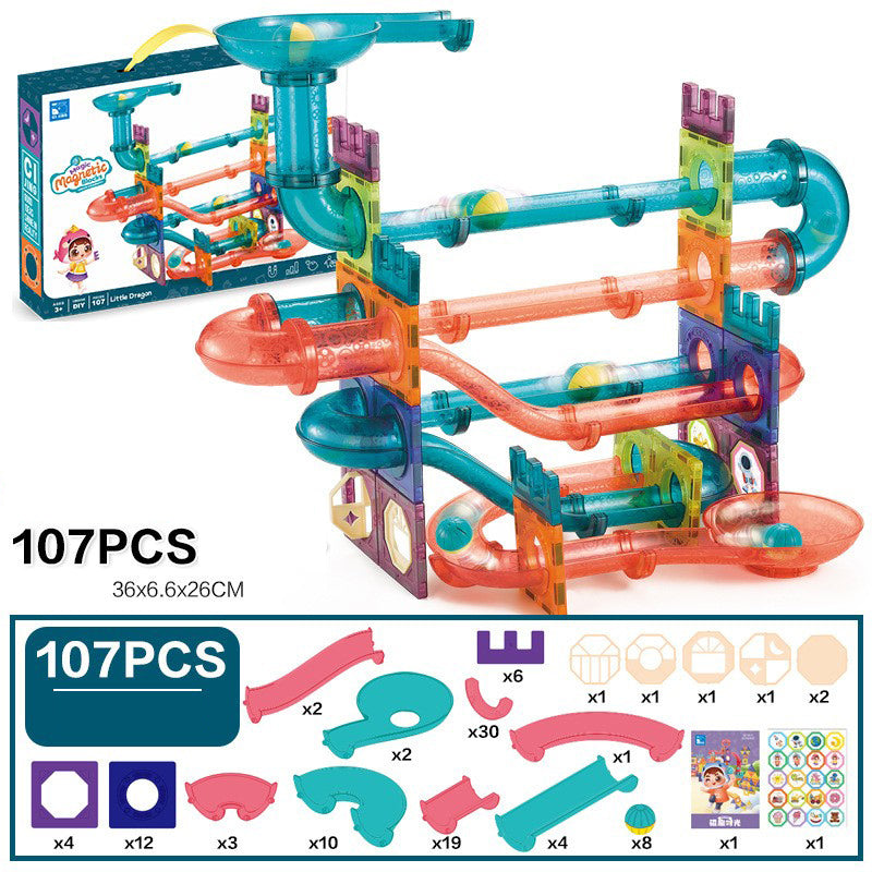 107 PCS Magic Magnetic Tiles Building Blocks 3D Slide Educational Toy Set