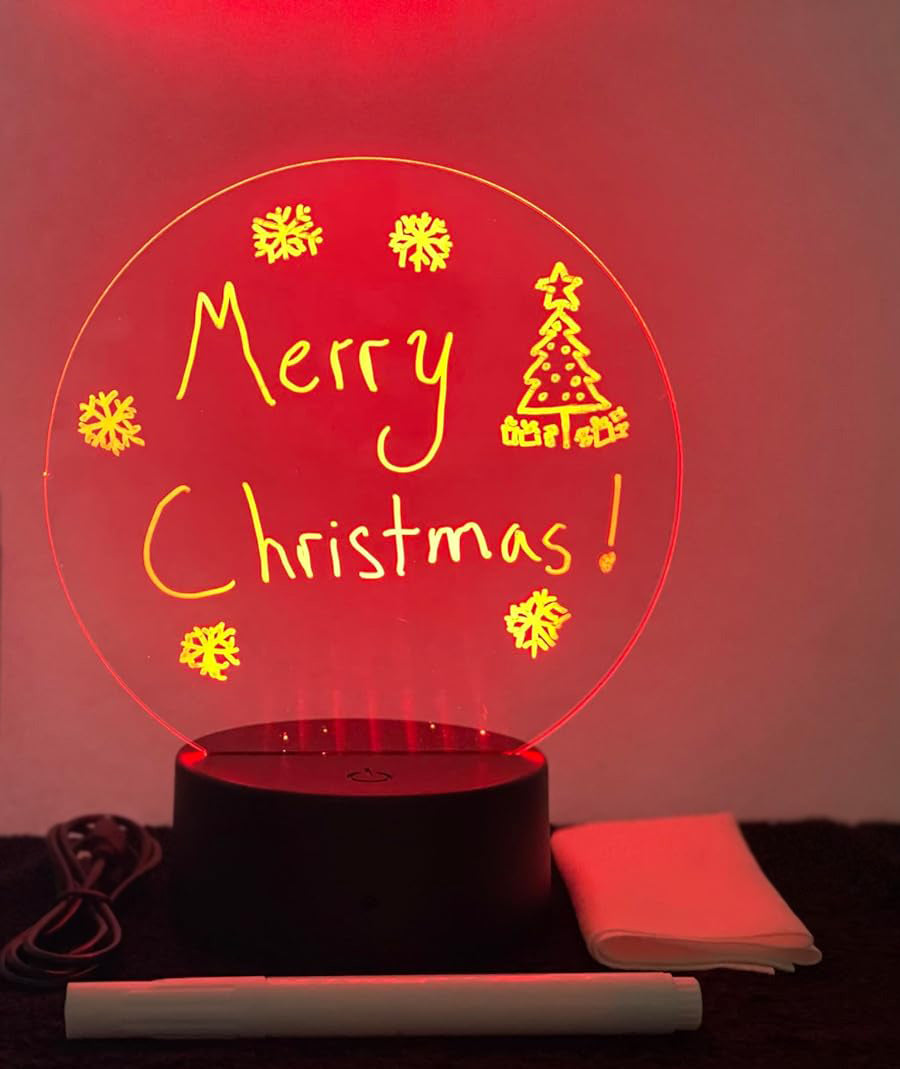 7 Colour-Changing LED Night Light Rechargeable Erasable Message Board