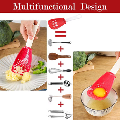 Multifunction Cooking Spoon All-In-One Kitchen Utensil Tool (Black)