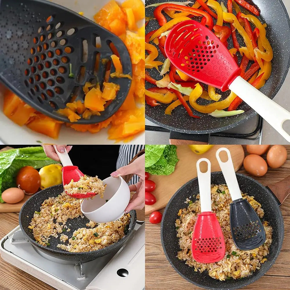 Multifunction Cooking Spoon All-In-One Kitchen Utensil Tool (Black)