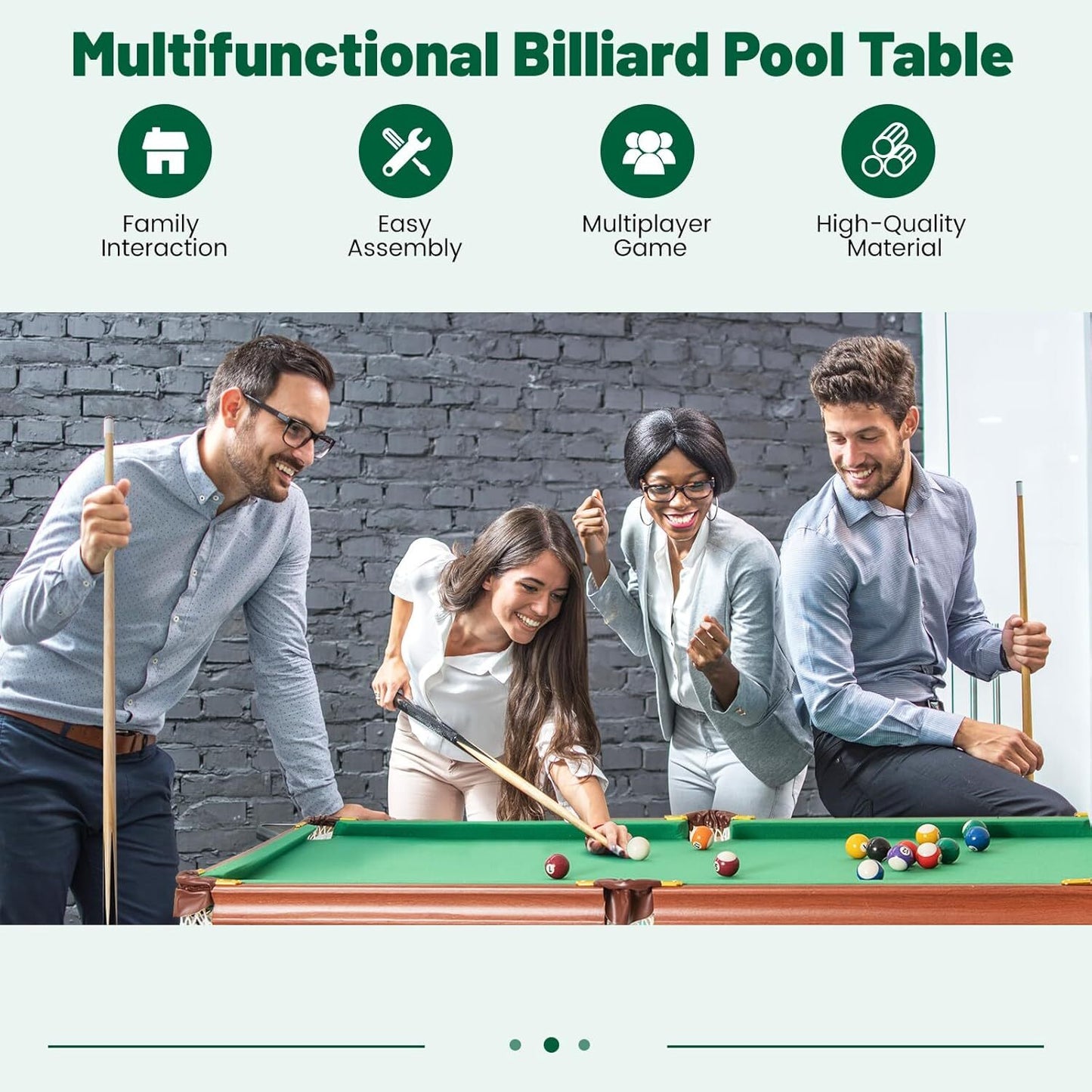 1.4m Pool Table Billiard Snooker Wood & Steel Foldable Game Table with Accessories