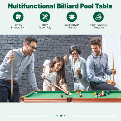 1.4m Pool Table Billiard Snooker Wood & Steel Foldable Game Table with Accessories