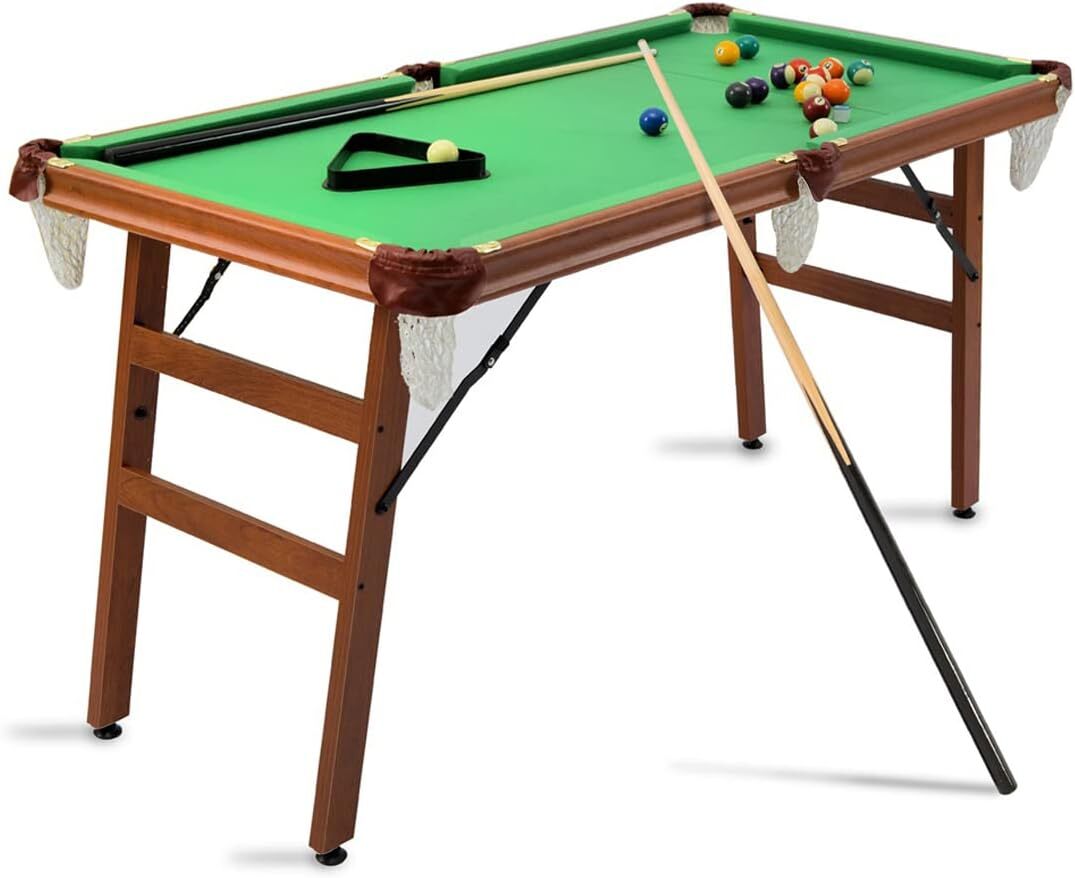 1.4m Pool Table Billiard Snooker Wood & Steel Foldable Game Table with Accessories