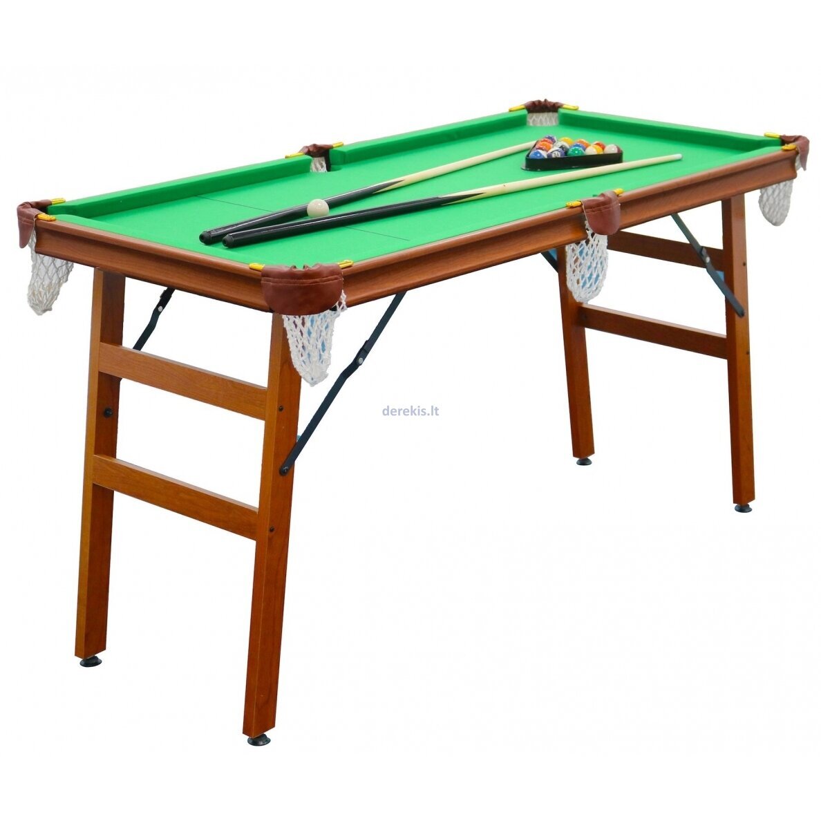 1.4m Pool Table Billiard Snooker Wood & Steel Foldable Game Table with Accessories