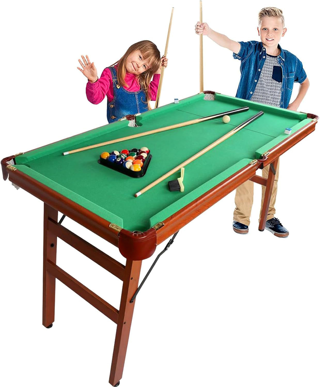 1.4m Pool Table Billiard Snooker Wood & Steel Foldable Game Table with Accessories