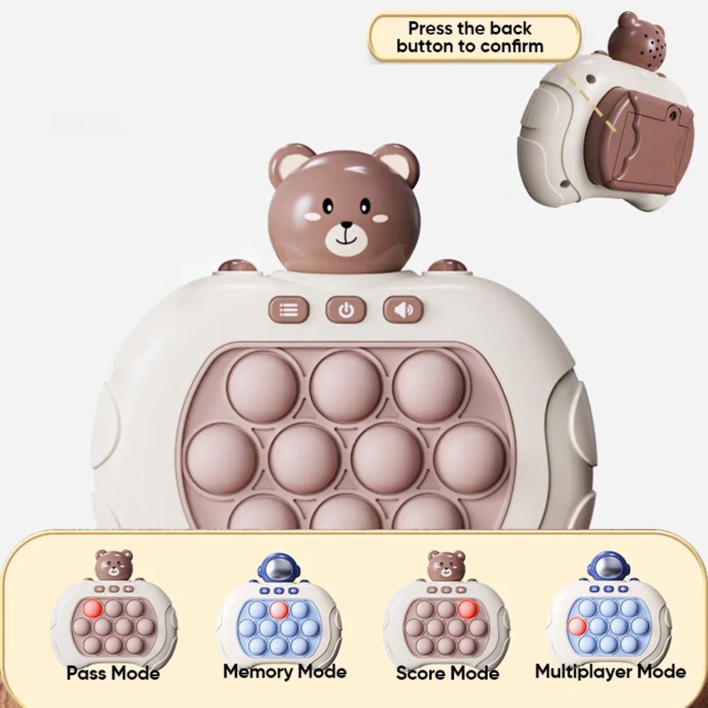 Cute Bear Push Pop Light Up Game Console Eletric Fidget Toy Machine (Chinese Narrator)