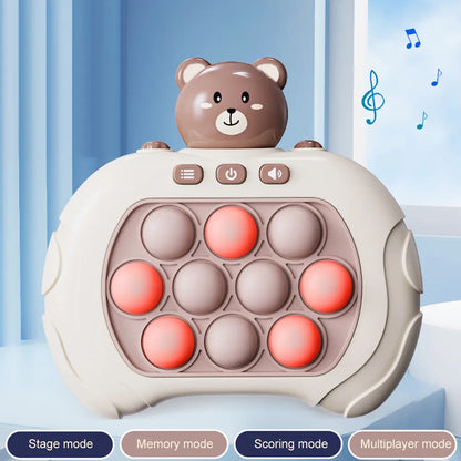 Cute Bear Push Pop Light Up Game Console Eletric Fidget Toy Machine (Chinese Narrator)