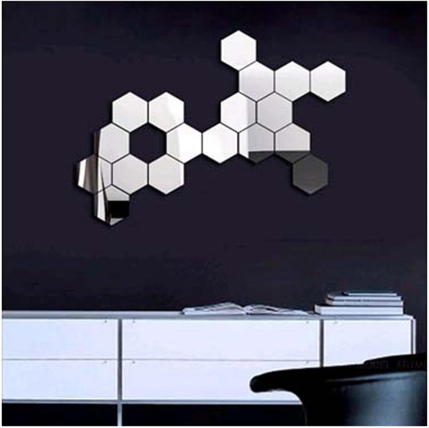 12PCS Hexagonal Mirror Wall Stickers Decal