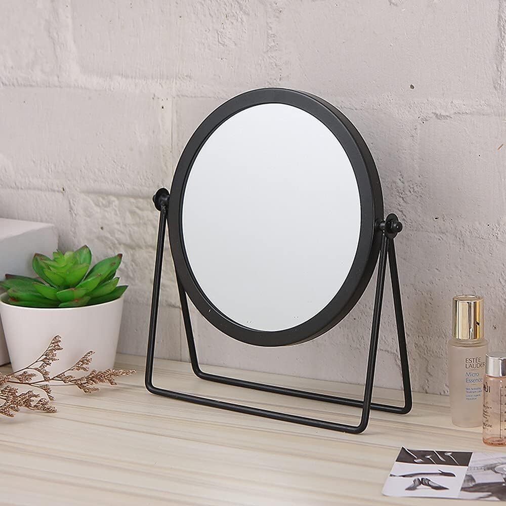 360-degree Rotating Dressing Makeup Vanity Cosmetic Tabletop Round Mirror (Black)