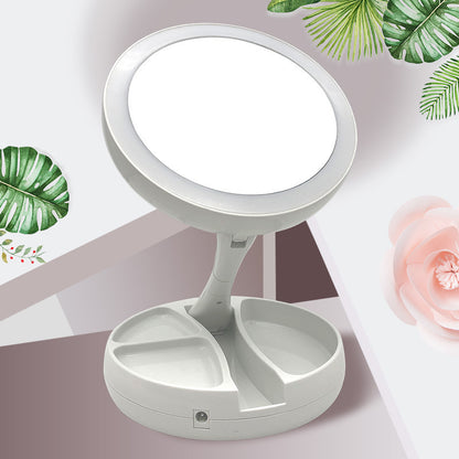 10X Magnifying Vanity Makeup Folding Mirror with LED Lights