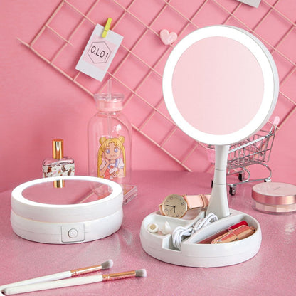 10X Magnifying Vanity Makeup Folding Mirror with LED Lights