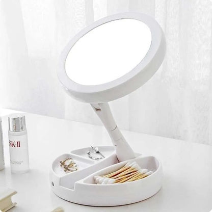 10X Magnifying Vanity Makeup Folding Mirror with LED Lights