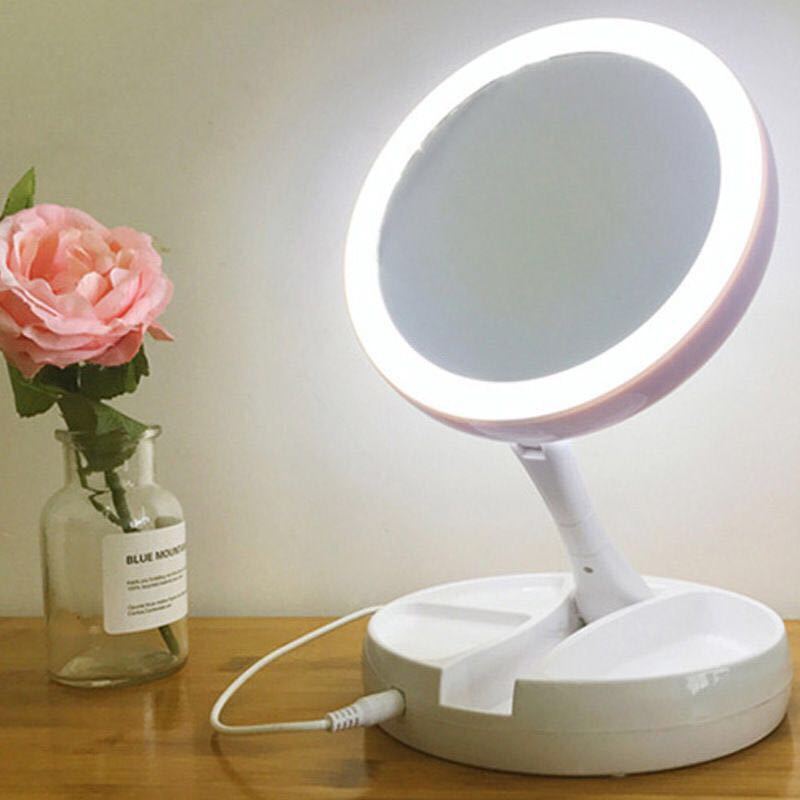 10X Magnifying Vanity Makeup Folding Mirror with LED Lights