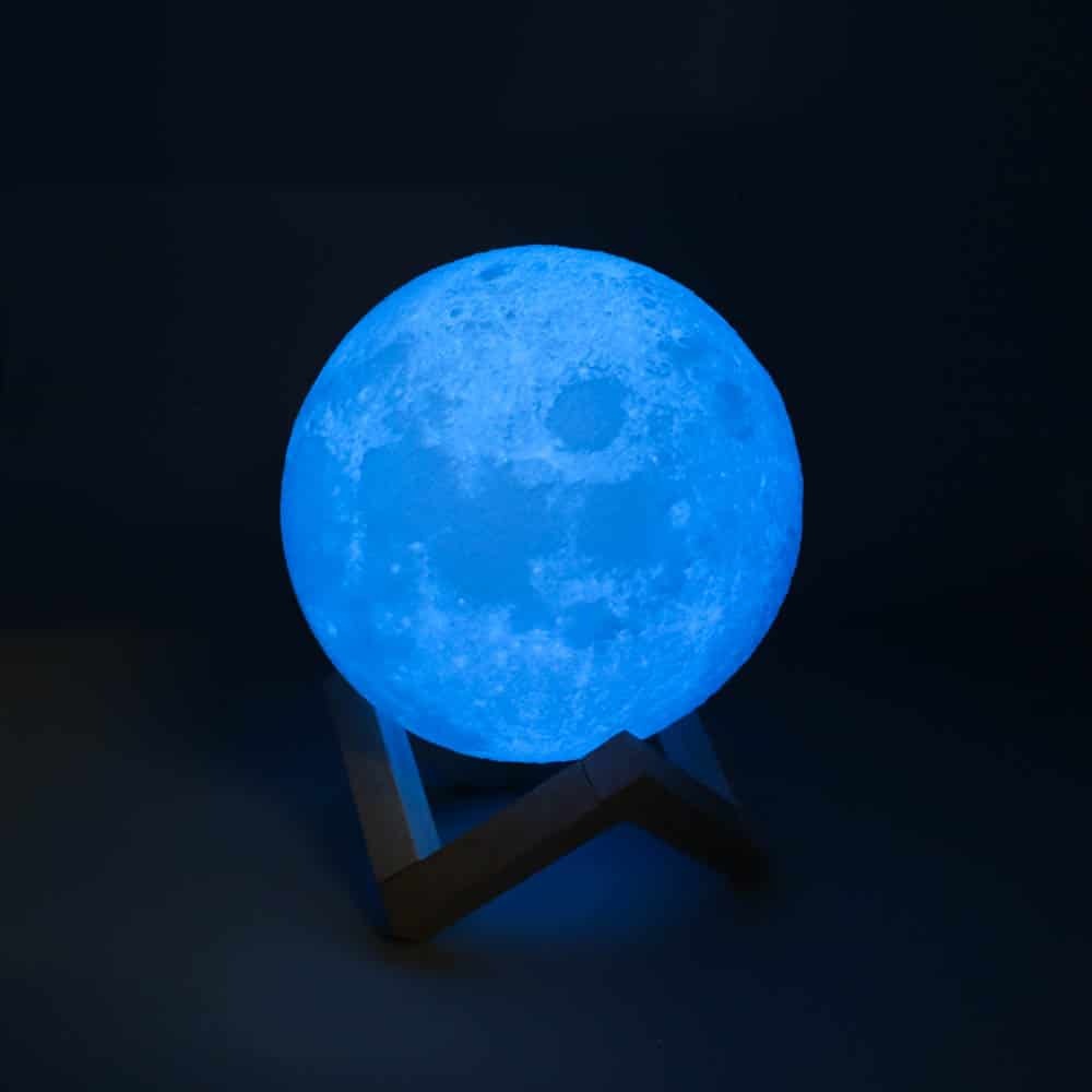 3D Moon Lunar Lamp Colour-Changing LED Night Light with Wooden Base