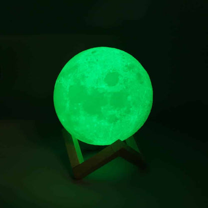 3D Moon Lunar Lamp Colour-Changing LED Night Light with Wooden Base